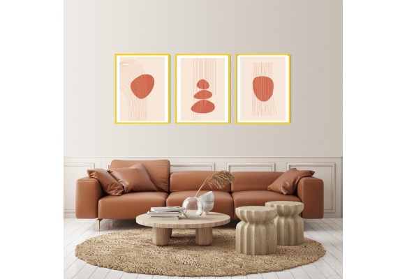 ÇERÇEVELİ ÜÇLÜ ABSTRACT TABLO SETİ